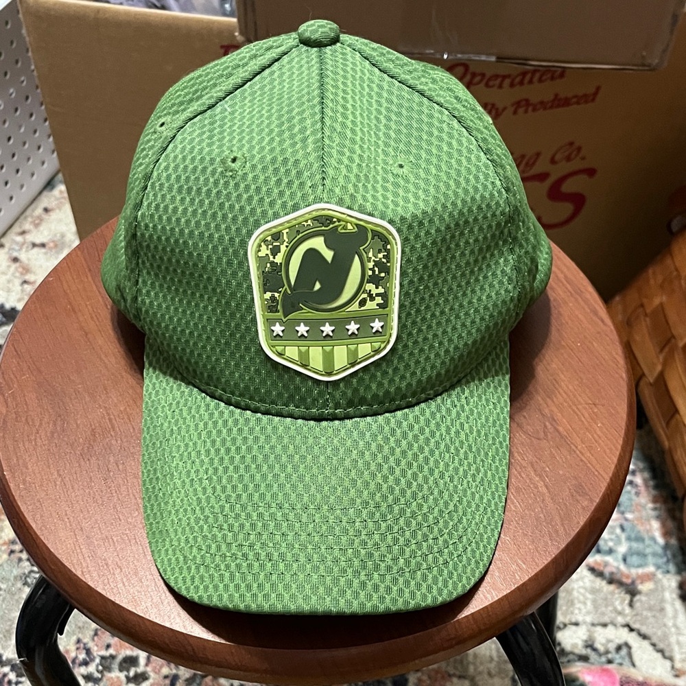 Military Green Cap with New Jersey Devils logo